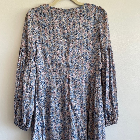 Lulus Garden Paths Floral Puff Sleeve Maxi Dress hippie Gypsy babydoll prairie S - Picture 10 of 15
